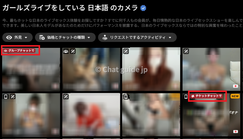ストリップチャット パブリック配信 画面